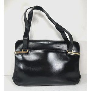 Maria’s Vtg Black Faux Leather Handbag Made in Florence Italy-Lightly Distressed